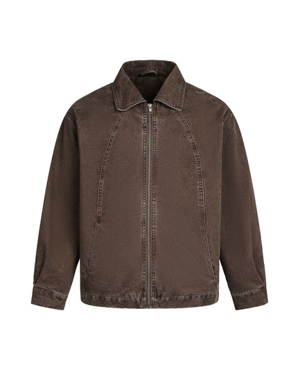 TALKLESSFASHION EON 26 Spring New in stock American vintage washed zip lapel jacket jacket