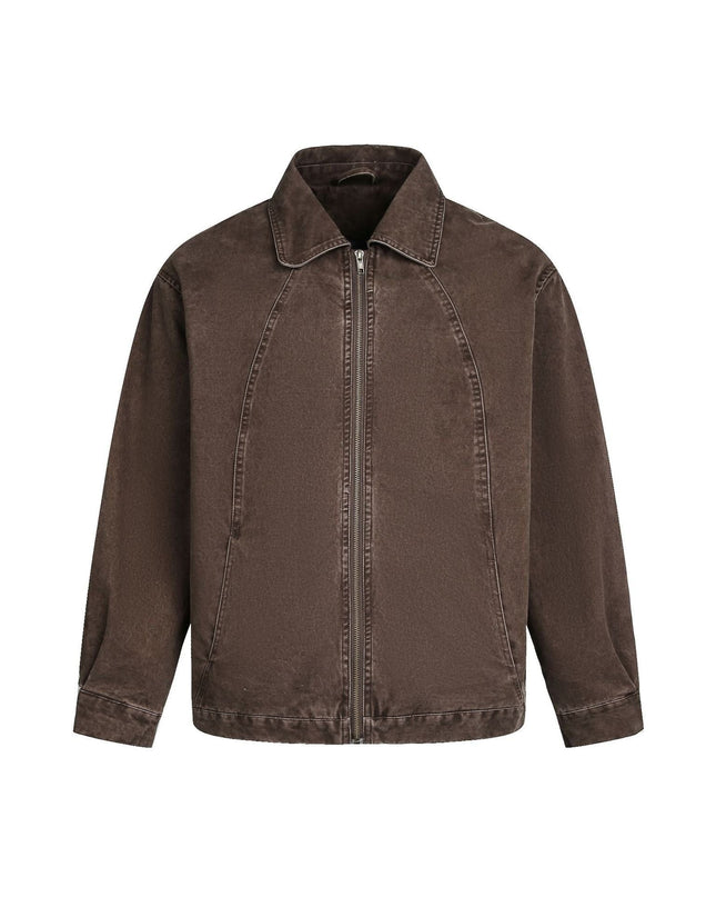 TALKLESSFASHION EON 26 Spring New in stock American vintage washed zip lapel jacket jacket