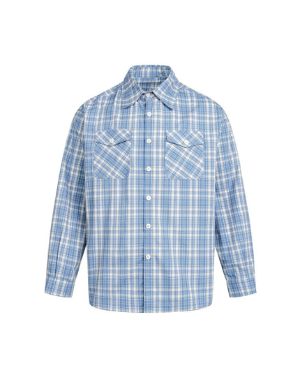 TALKLESSFASHION EON 26 spring new spot American street trend distressed plaid double pocket long sleeve shirt for men