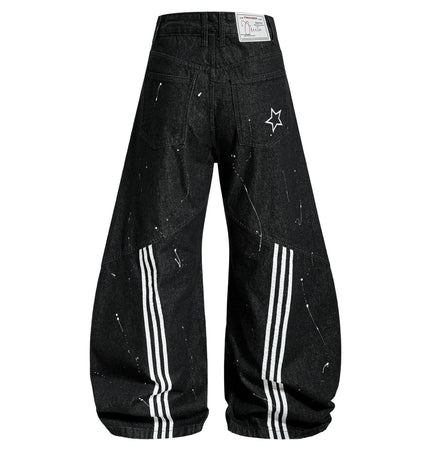 TALKLESSFASHION EON 26 spring new spot American street trendy high street individual design scimitar denim trousers