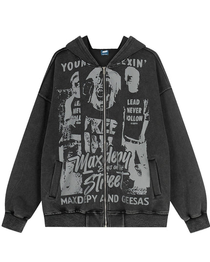 TALKLESSFASHION EON 26 spring new spot American street trendy high street individual pattern design hooded sweatshirt cardigan men