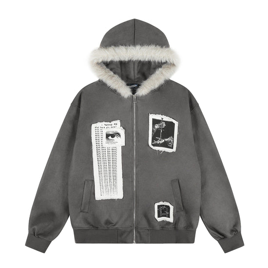 Individual Pattern Hooded Jacket