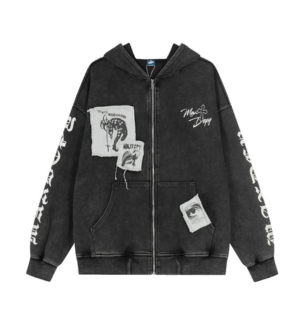 TALKLESSFASHION EON 26 spring new spot American street trendy high street individual pattern hooded sweatshirt jacket for men