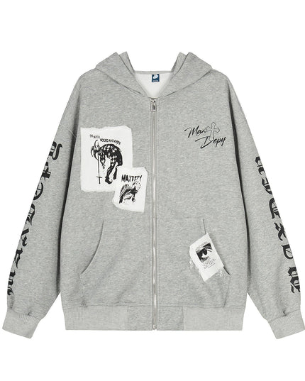 TALKLESSFASHION EON 26 spring new spot American street trendy high street individual pattern hooded sweatshirt jacket for men