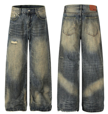 TALKLESSFASHION EON 26 spring New spot American street trendy high street individual wash design denim trousers men