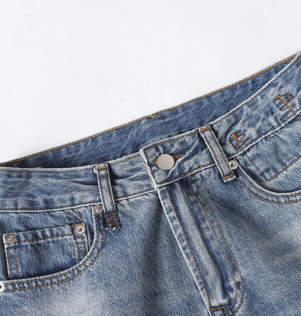 TALKLESSFASHION EON 26 spring New spot American street trendy high street individuality design washed scimitar denim trousers men