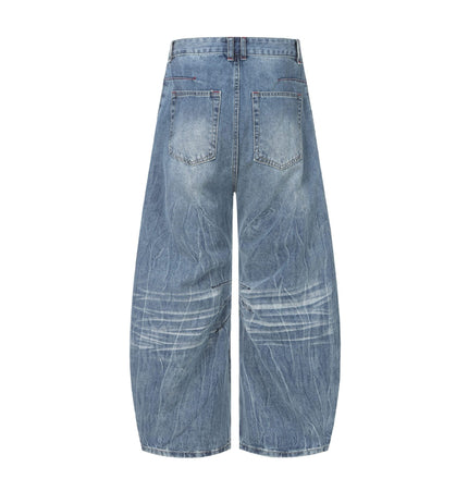 TALKLESSFASHION EON 26 spring New spot American street trendy high street individuality design washed scimitar denim trousers men