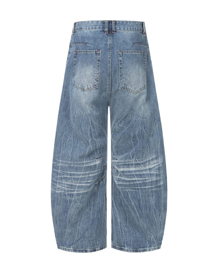 TALKLESSFASHION EON 26 spring New spot American street trendy high street individuality design washed scimitar denim trousers men