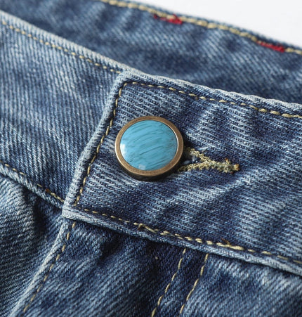 TALKLESSFASHION EON 26 spring New spot American street trendy high street individuality design washed scimitar denim trousers men
