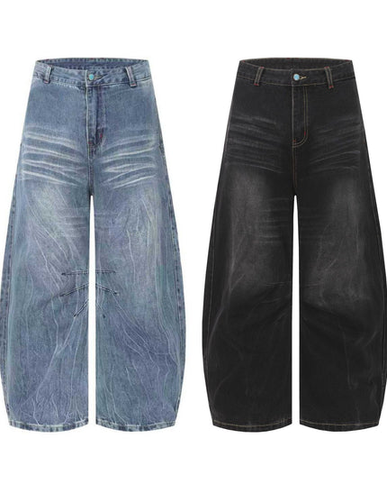 TALKLESSFASHION EON 26 spring New spot American street trendy high street individuality design washed scimitar denim trousers men
