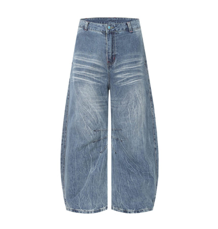 TALKLESSFASHION EON 26 spring New spot American street trendy high street individuality design washed scimitar denim trousers men