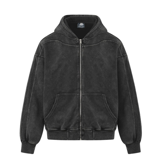 Washed Hooded Sweatshirt Jacket