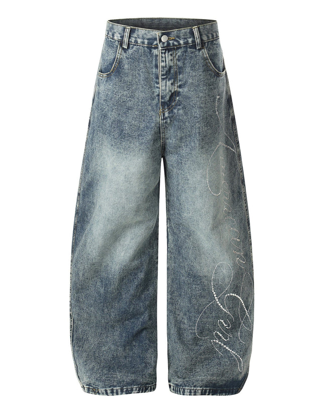TALKLESSFASHION EON 26 spring new spot American street trendy high street personalized hot diamond design denim trousers men