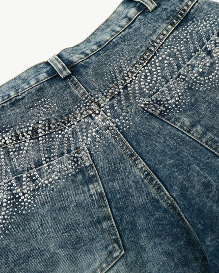 TALKLESSFASHION EON 26 spring new spot American street trendy high street personalized hot diamond design denim trousers men