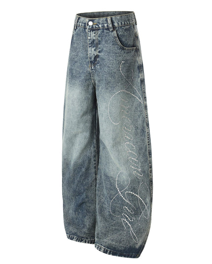 TALKLESSFASHION EON 26 spring new spot American street trendy high street personalized hot diamond design denim trousers men