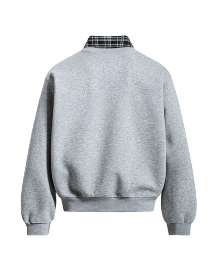 TALKLESSFASHION EON 26 Spring New spot American street trendy high street plaid splicing fake two-piece pullover sweatshirt for men