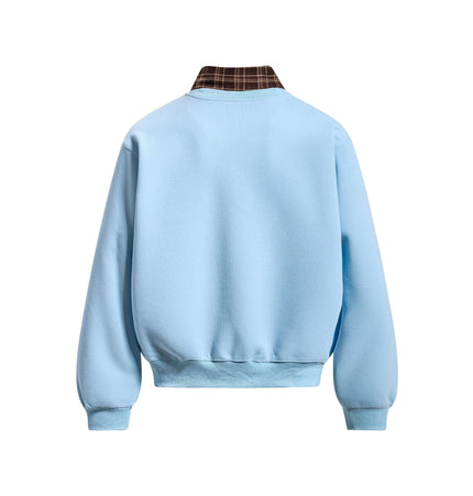 TALKLESSFASHION EON 26 Spring New spot American street trendy high street plaid splicing fake two-piece pullover sweatshirt for men