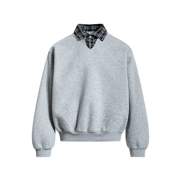Integrated Plaid Splicing Pullover
