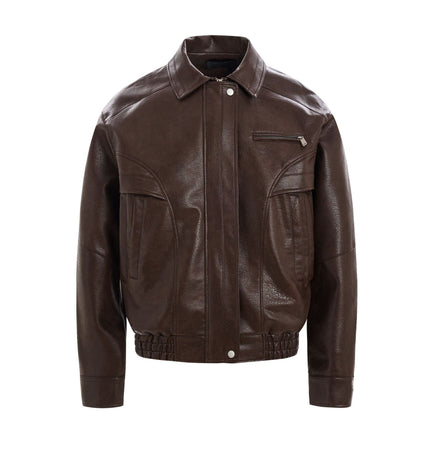 TALKLESSFASHION EON 26 spring new spot American street trendy high street simple and versatile loose PU leather jacket jacket for men