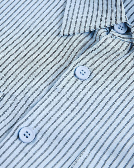 TALKLESSFASHION EON 26 spring new spot American street trendy pinstripe double pocket basic long sleeve shirt men