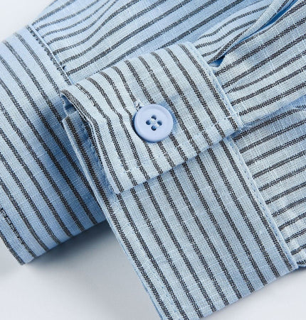 TALKLESSFASHION EON 26 spring new spot American street trendy pinstripe double pocket basic long sleeve shirt men