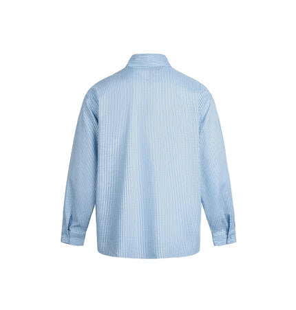 TALKLESSFASHION EON 26 spring new spot American street trendy pinstripe double pocket basic long sleeve shirt men