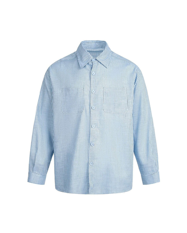 TALKLESSFASHION EON 26 spring new spot American street trendy pinstripe double pocket basic long sleeve shirt men