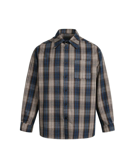 TALKLESSFASHION EON 26 spring new spot American street trendy plaid basic long sleeve shirt for men
