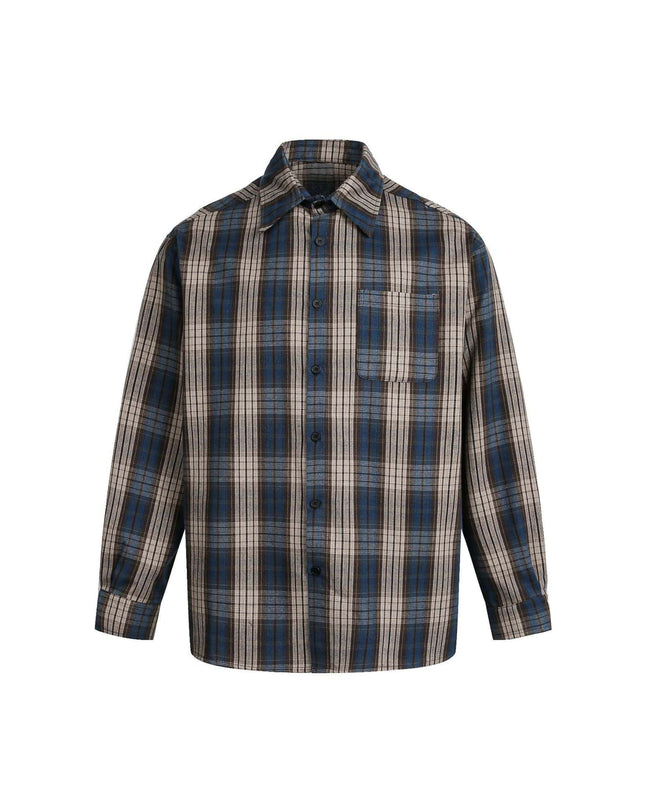 TALKLESSFASHION EON 26 spring new spot American street trendy plaid basic long sleeve shirt for men