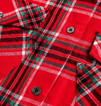 TALKLESSFASHION EON 26 Spring New spot American street trendy plaid embroidery long sleeve shirt for men