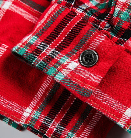 TALKLESSFASHION EON 26 Spring New spot American street trendy plaid embroidery long sleeve shirt for men