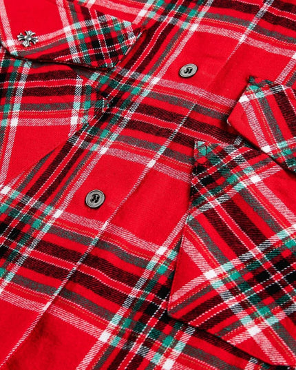 TALKLESSFASHION EON 26 Spring New spot American street trendy plaid embroidery long sleeve shirt for men