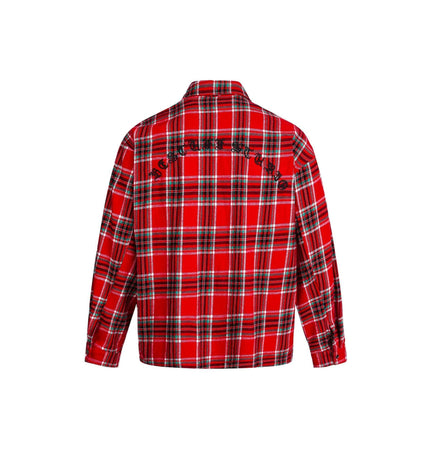 TALKLESSFASHION EON 26 Spring New spot American street trendy plaid embroidery long sleeve shirt for men