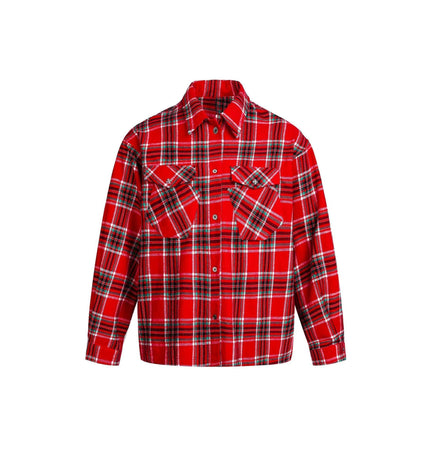 TALKLESSFASHION EON 26 Spring New spot American street trendy plaid embroidery long sleeve shirt for men