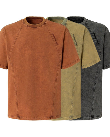 TALKLESSFASHION EON 26 summer new spot American vintage mineral stir-fried structure silhouette short sleeve T-shirt for men