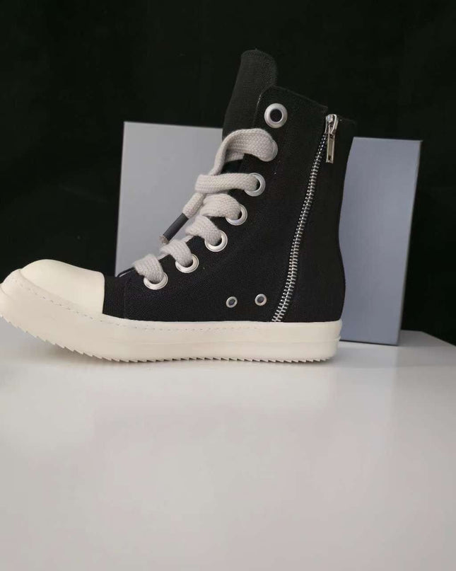 TALKLESSFASHION Europe Station Platform Shoes 2023 New High Top Shoes Men's Canvas Platform Pentagram Couple Shoes Casual Booties Women