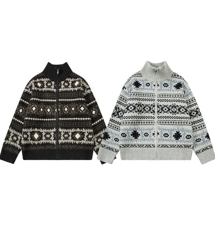 TALKLESSFASHION Fair Isle Executive Stand-Collar Shell