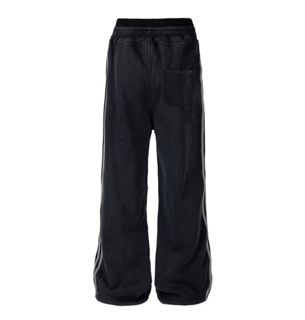 TALKLESSFASHION Fall 2025 American high street dirty and worn letter double waist sweatpants for men and women with a sense of design scimitar wide-leg pants