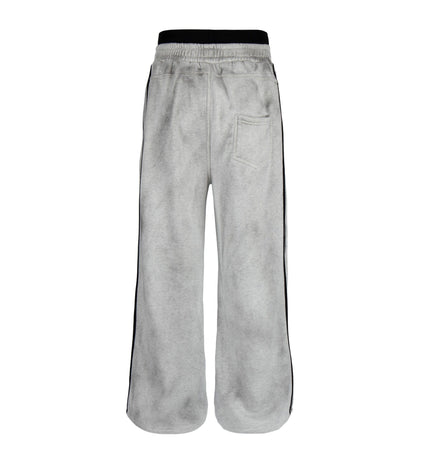 TALKLESSFASHION Fall 2025 American high street dirty and worn letter double waist sweatpants for men and women with a sense of design scimitar wide-leg pants