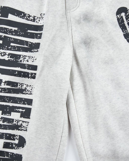 TALKLESSFASHION Fall 2025 American high street dirty and worn letter double waist sweatpants for men and women with a sense of design scimitar wide-leg pants