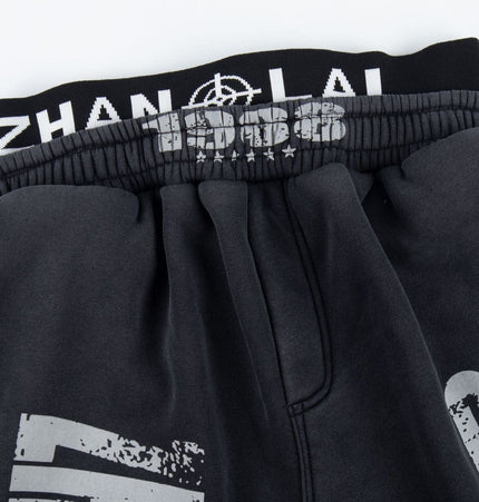 TALKLESSFASHION Fall 2025 American high street dirty and worn letter double waist sweatpants for men and women with a sense of design scimitar wide-leg pants