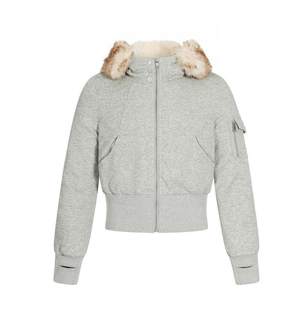 TALKLESSFASHION Fleece Lined Padded Clothes Fur Collar Jacket