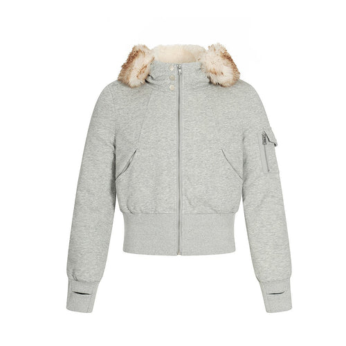 THETLSTUDIO Fleece Lined Padded Clothes Fur Collar Jacket