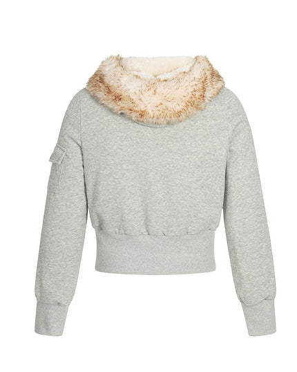 TALKLESSFASHION Fleece Lined Padded Clothes Fur Collar Jacket