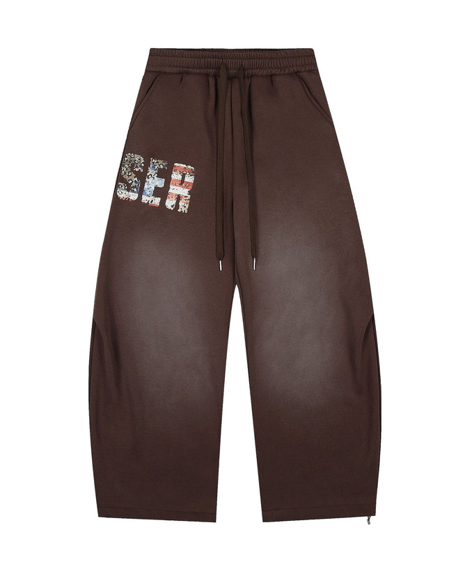 TALKLESSFASHION Fleece Retro Scimitar Wide-Leg Pants