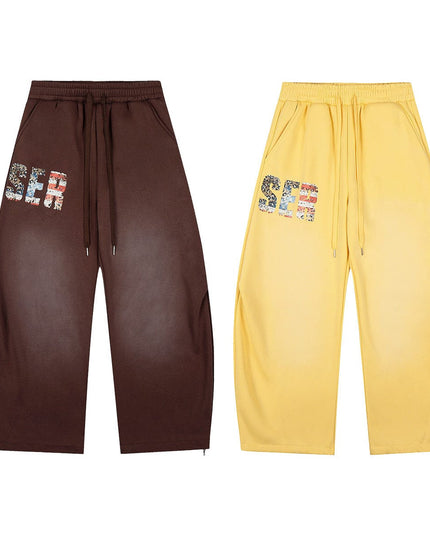 TALKLESSFASHION Fleece Retro Scimitar Wide-Leg Pants