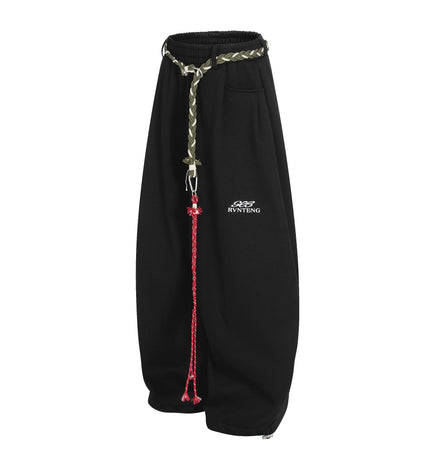 TALKLESSFASHION Fleece Scimitar Wide-Leg Sweatpants