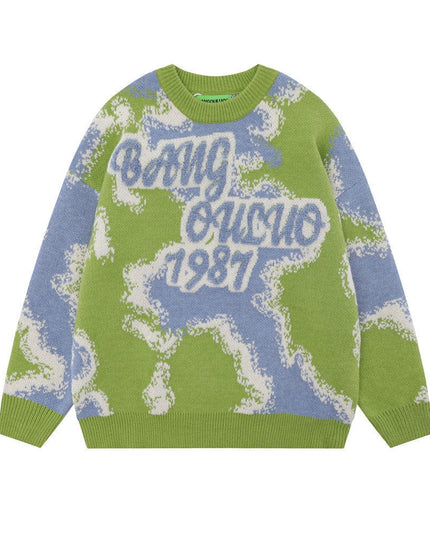 TALKLESSFASHION Flocking Letter Pullover-Sweater—1810