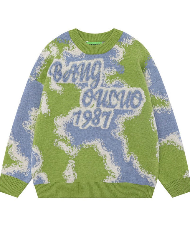 TALKLESSFASHION Flocking Letter Pullover-Sweater—1810