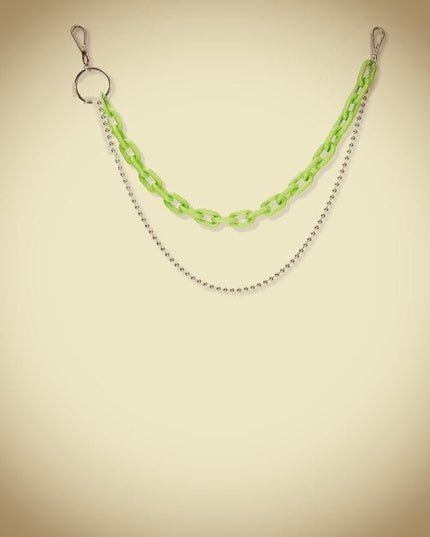 TALKLESSFASHION Fruit Green Double Chain (No Scarf)) hip hop pants chain accessoriesins